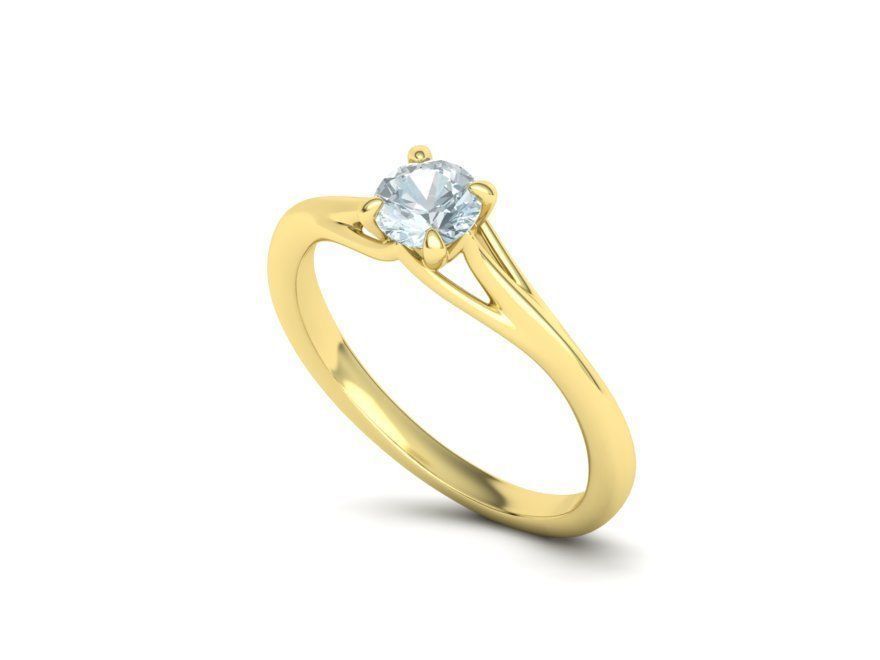 Anel Solitário Ouro Amarelo 18k com Zircônia de Meio Quilate e 4 Garras