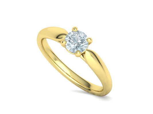 Anel Solitário Ouro Amarelo 18k Tiffany Clássico com Zircônia de Meio Quilate