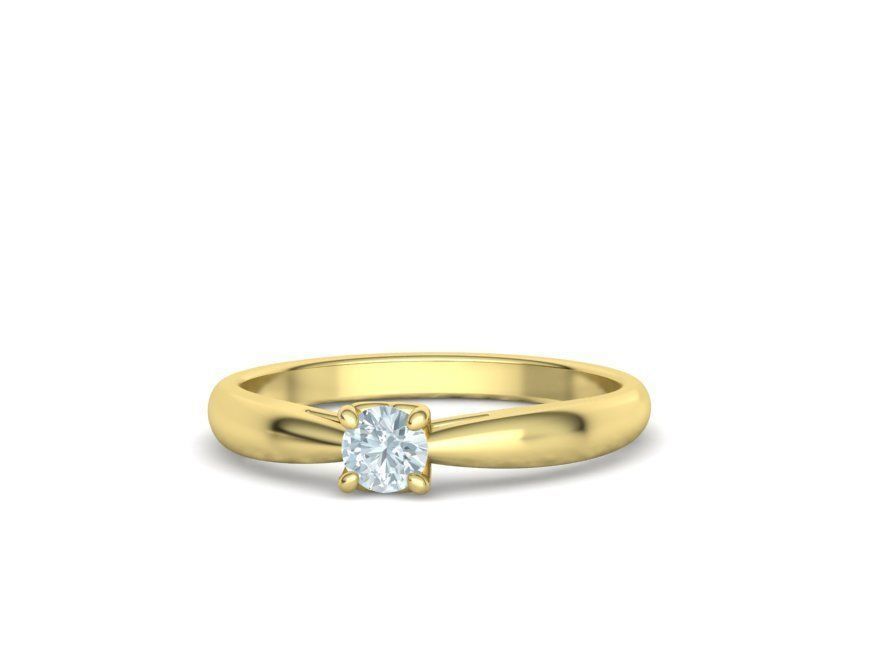 Anel Solitário Ouro Amarelo 18k Design Coração com Zircônia de 4mm